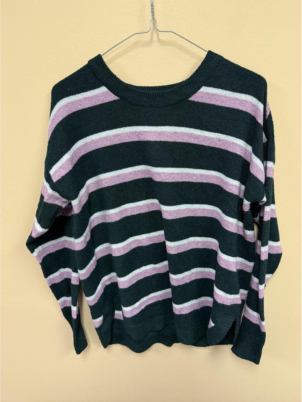 Sonoma Medium Green and Purple Striped Sweater